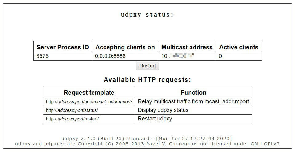 udpxy status